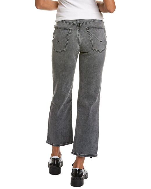 Hudson Gray Remi High-rise Stone Grey Destroyed Straight Crop Jean