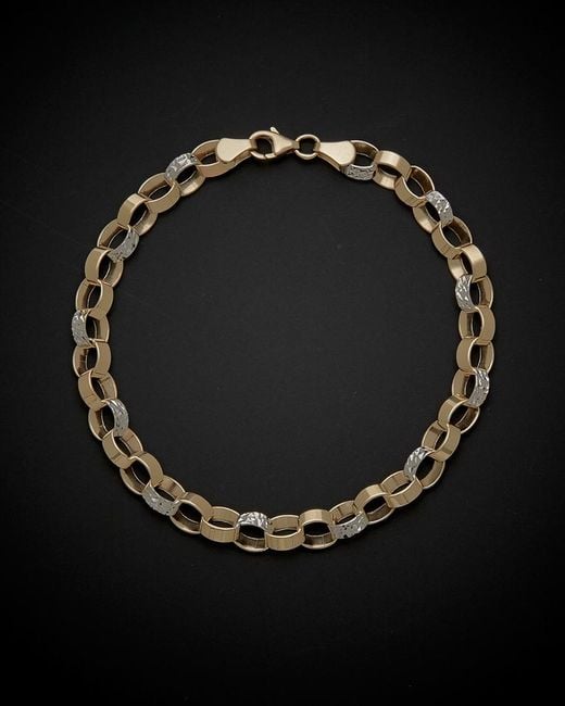 Italian Gold Black 14k Two-tone Reversible Link Bracelet