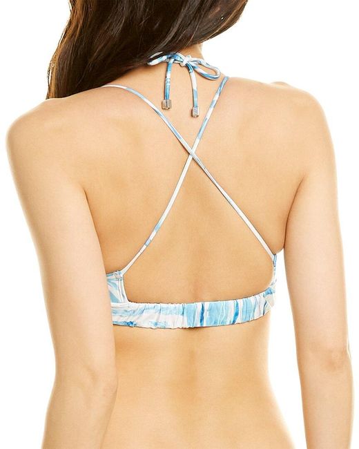 Suboo Blue Agate Gathered Tie Front Bikini Top