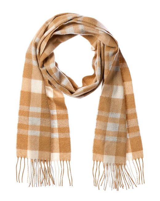 Amicale Cashmere Natural Exploded Plaid Cashmere Scarf