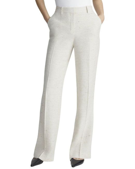Lafayette 148 New York Gray Gates Linen-Blend Full Leg Pant