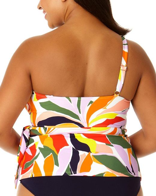Anne Cole Multicolor Asymmetrical Tie Side Tankini
