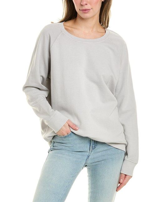 Onia Gray Garment Dye Oversized Crewneck Sweatshirt