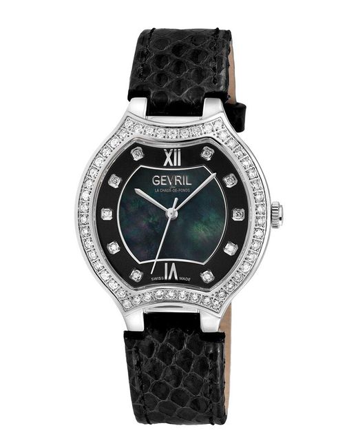 Gevril Black Lugano Diamond Watch