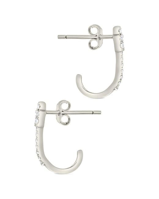 Sterling Forever White Silver Star Jacket Earrings