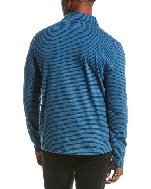 Billy Reid Blue Stripe Polo Shirt for men