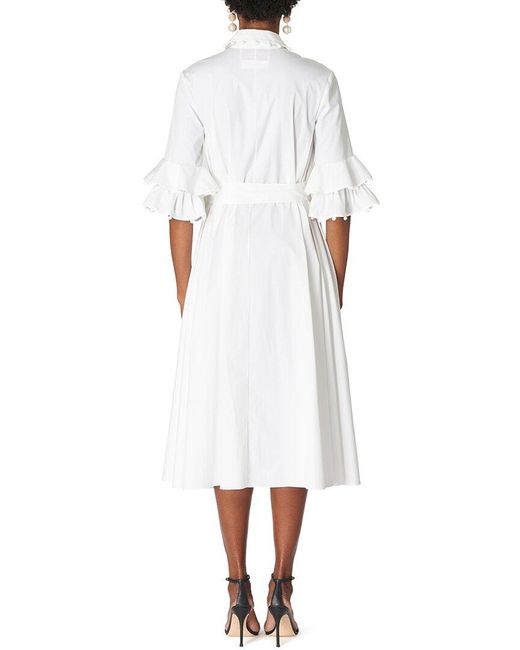 Carolina Herrera White Elbow Sleeve Midi Shirtdress