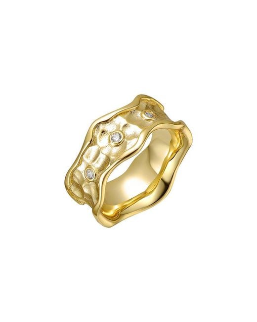 Genevive Jewelry Metallic 14K Plated Cz Wavy Ring