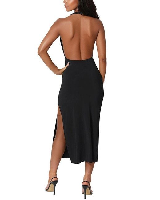 Bebe Black High Neck Cowl Maxi Dress