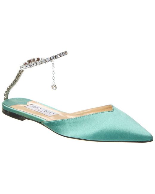 Jimmy Choo Blue Saeda Satin Flat