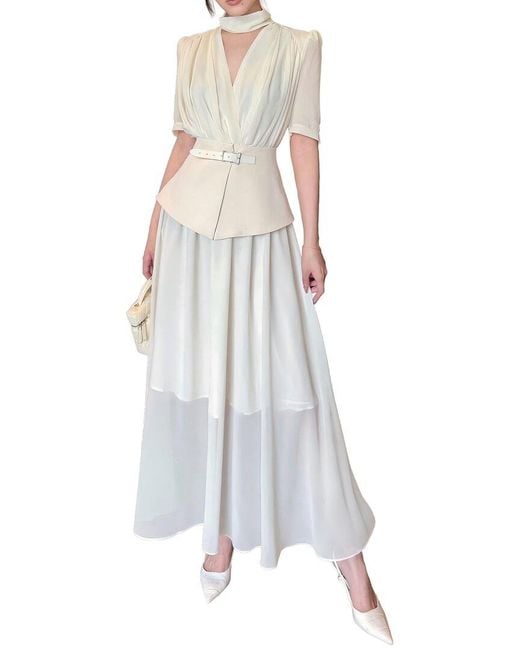 BURRYCO White Short Sleeve Maxi Dress