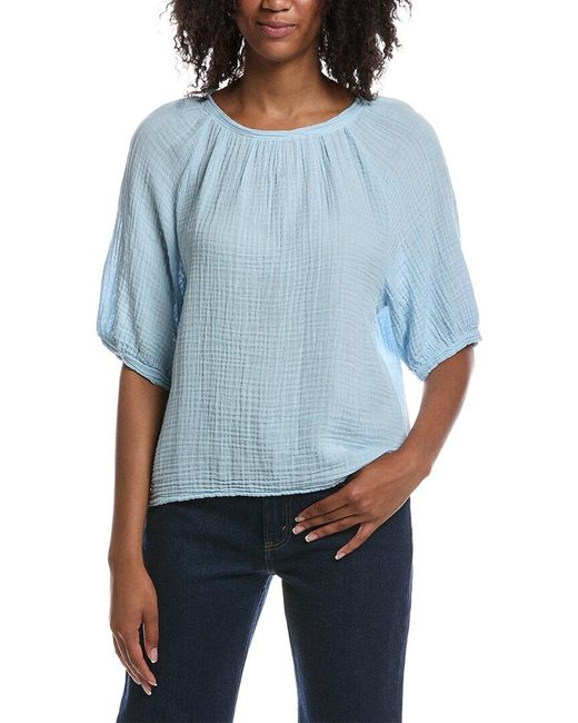 Michael Stars Blue Jane Puff Sleeve Top
