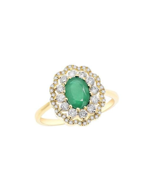 Diana M Green Fine Jewelry 14k 1.35 Ct. Tw. Diamond & Emerald Half-eternity Ring