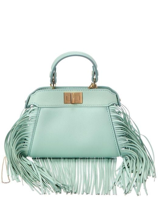 Fendi Green Nano Peekaboo Leather Clutch
