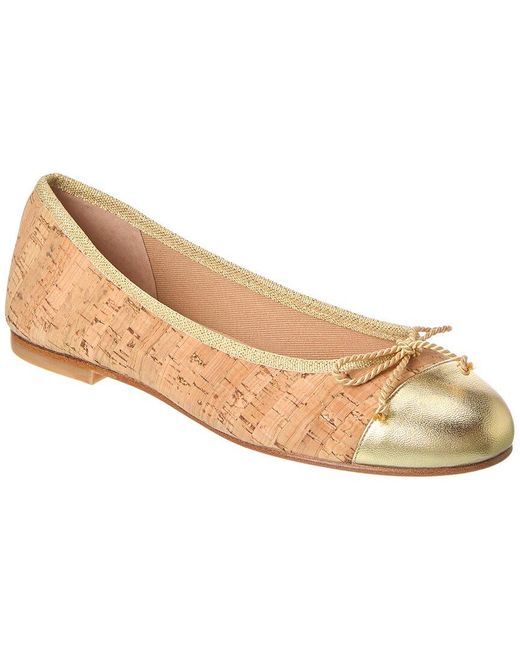 French Sole White Vanity Cork & Leather Flat