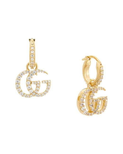Gucci Metallic Gg Marmont Crystal Earrings