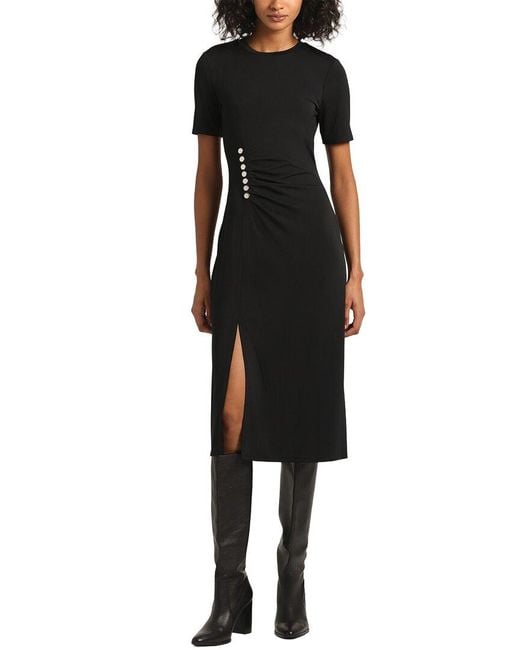 10 Crosby Derek Lam Black Lucille Pleated Stud Dress