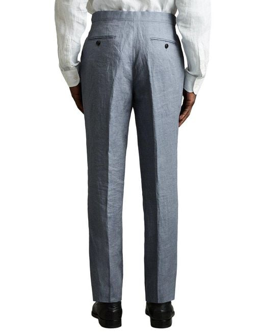 Reiss Gray Warner Linen Slim Trouser for men