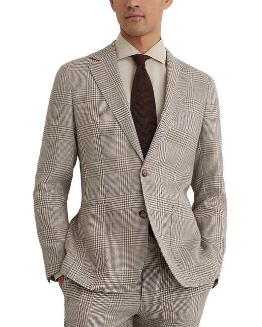 Reiss Gray Epsom Notch Prince Linen & Wool-Blend Formal Jacket for men