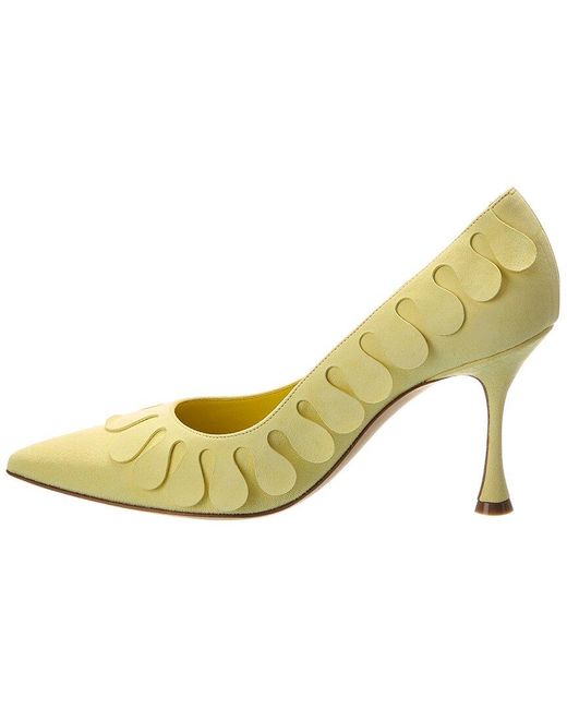 Manolo Blahnik Yellow Tamak 90 Suede Pump