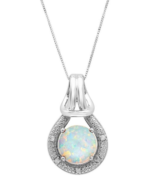MAX + STONE Metallic Max + Stone 10k 1.02 Ct. Tw. Diamond & Created Opal Pendant Necklace