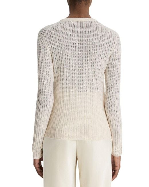 Vince White Waffle Knit Cashmere & Silk-blend Henley