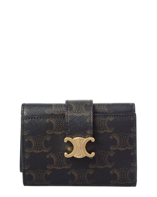 Céline Black Triomphe Canvas Fine Strap Wallet