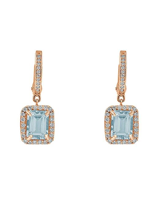 Sabrina Designs White 14K Rose 3.41 Ct. Tw. Diamond & Aquamarine Dangle Earrings