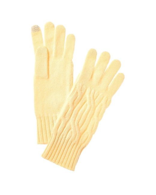 Hannah Rose Metallic Wide Cable Cashmere Gloves
