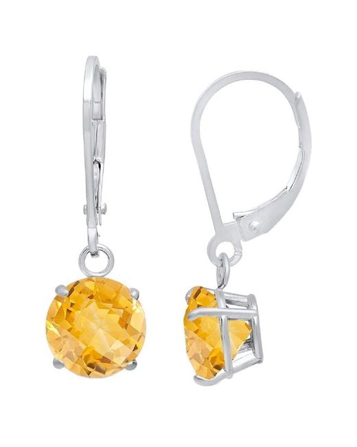 MaxColor Metallic Silver 3.60 Ct. Tw. Citrine Dangle Earrings