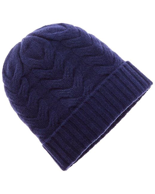 Hannah Rose Blue Chunky Cable Cashmere Hat