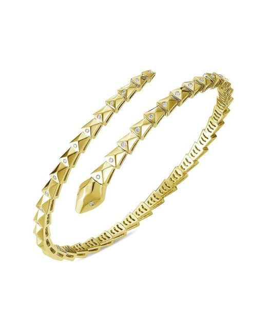 Forever Creations Signature Metallic Forever Creations 14k 0.25 Ct. Tw. Diamond Flexible Snake Bangle Bracelet