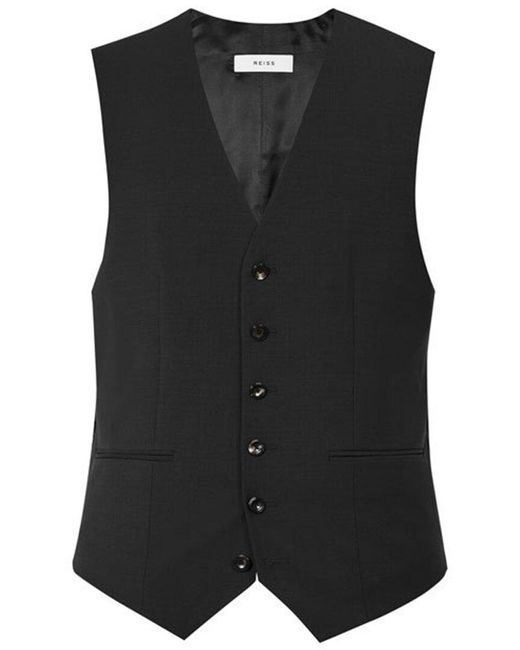 Reiss Black Belief Wool-blend Vest for men