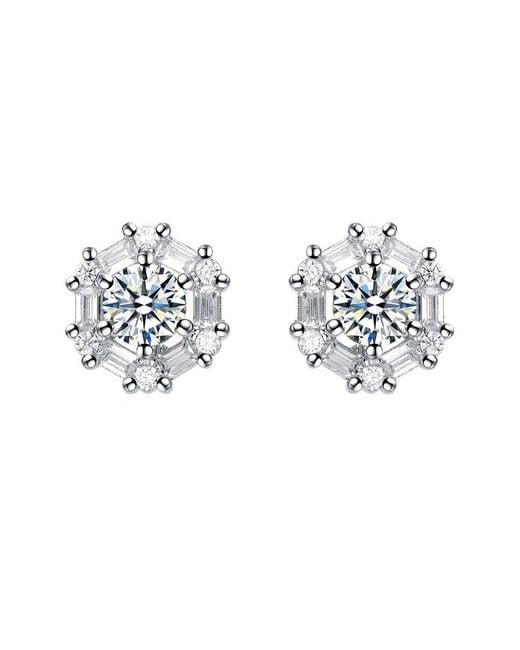 Genevive Jewelry White Silver Cz Studs