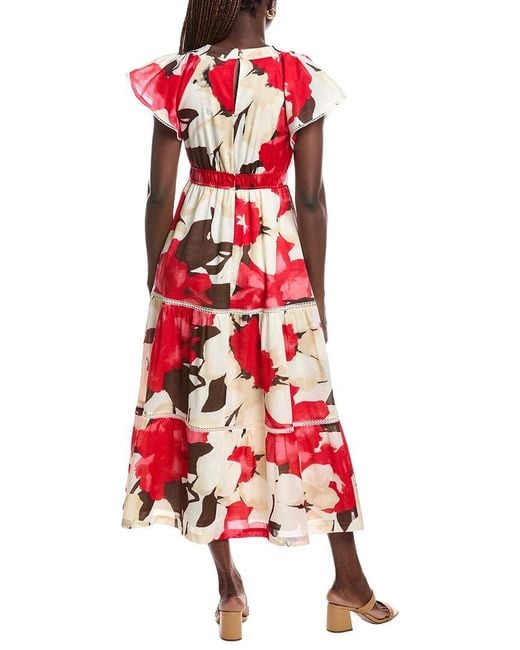 Anne Klein Flutter Sleeve Tiered Maxi Dress