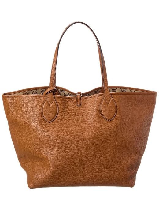 Gucci Brown Totissima Large Reversible Leather & Gg Canvas Tote