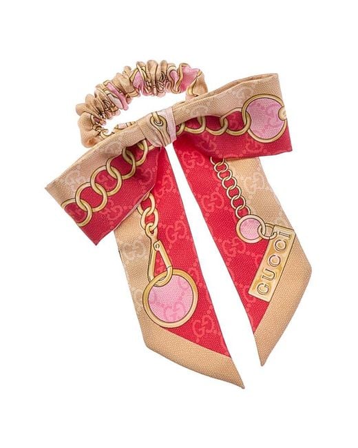 Gucci Red Chain Silk Scrunchie