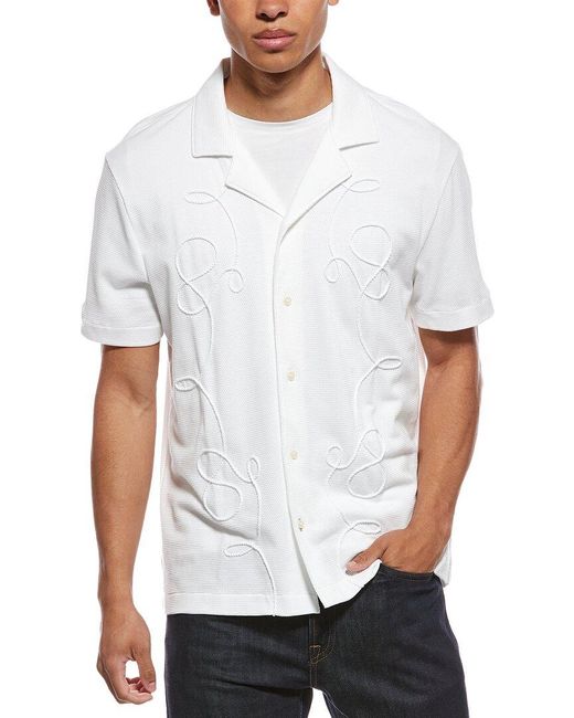 Scotch & Soda White Knit Camp Shirt for men