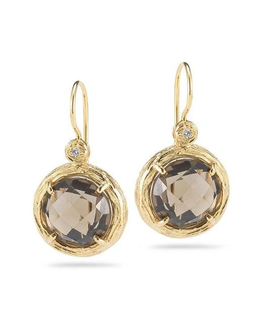 Reiss Metallic 14K 5.04 Ct. Tw. Diamond & Topaz Drop Earrings