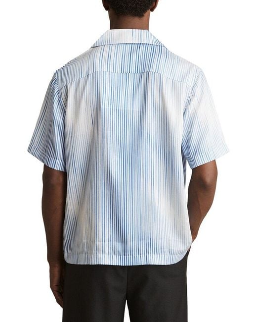 Reiss Blue Mendosa Stripe Print Shirt for men