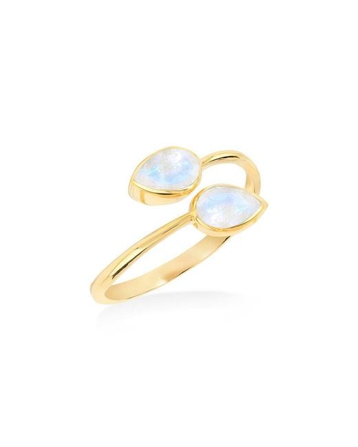 TIRAMISU White 14K Over 1.03 Ct. Tw. Moonstone Bypass Ring