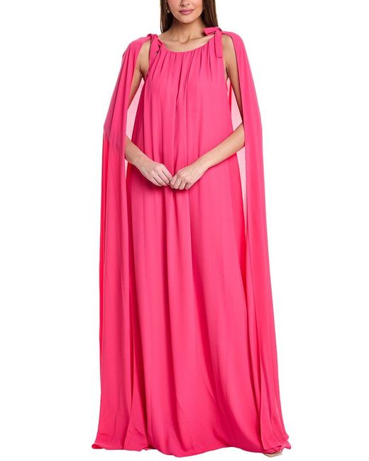 Carolina Herrera Ruched Neck Halter Gown in Pink | Lyst