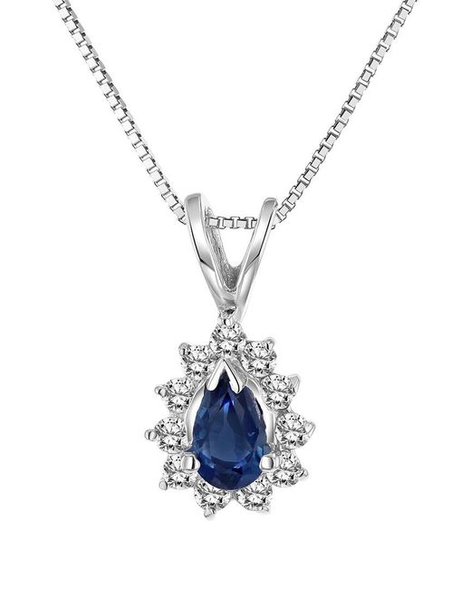 Diana M Blue Fine Jewelry 14k 0.35 Ct. Tw. Diamond & Sapphire Pendant Necklace