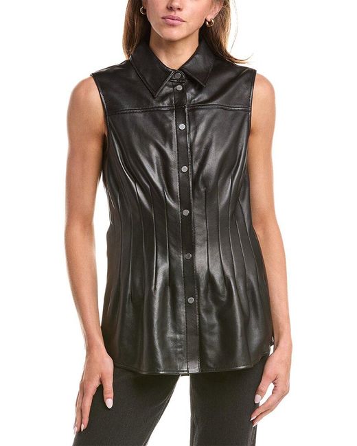 Helmut Lang Black Darted Leather Top