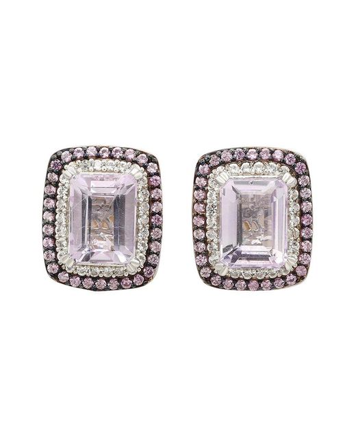 Suzy Levian Multicolor Silver 0.02 Ct. Tw. Diamond & Gemstone Earrings