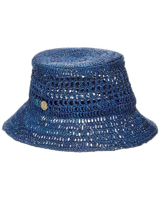 Bruno Magli Blue Crochet Short Brim Bucket Hat