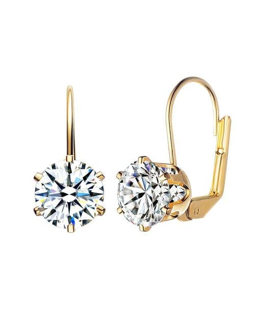 Rachel Glauber Metallic 14k Plated Cz Classic Earrings