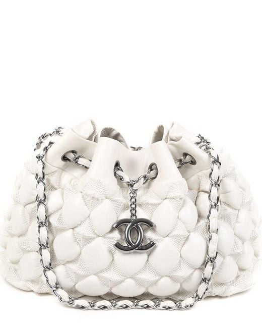 Chanel White Quilted Leather Stravinsky Cc Bucket Bag