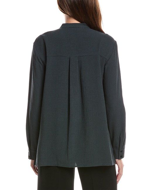 Eileen Fisher Black Petite Mandarin Collar Shirt