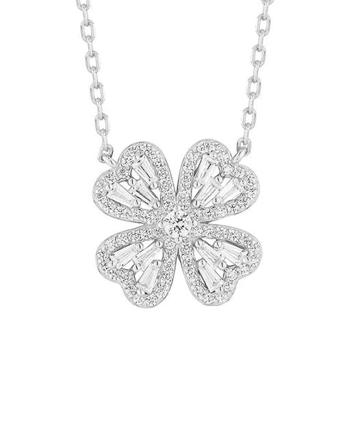 Glaze Jewelry White Cz Clover Necklace